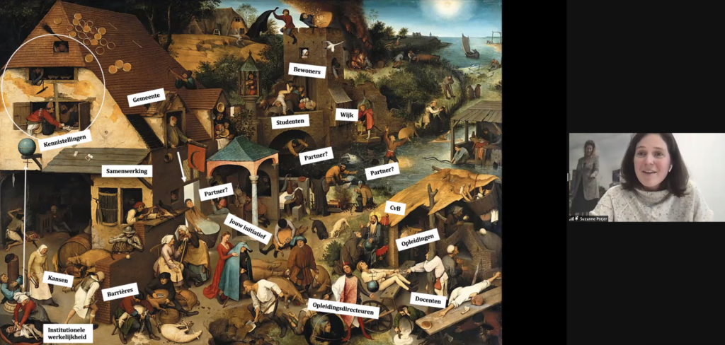 Suzanne Potjer laat het systeem zien via een schilderij van Pieter Breugel.